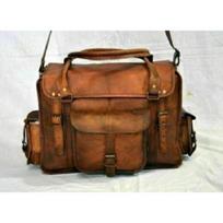 Genuine Vintage Leather Women's Briefcase Brown Satchel Messenger Shoulder Bag 12X14X5 ruda