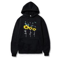 Fashion Sunflower Dragonfly Printed Hoodies Unisex Women Streetwear Hoodie Sweatshirts Harajuku Pullover Unisex Tracksuit Clothing 2XL