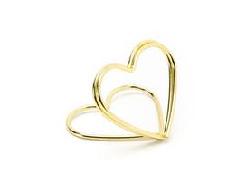 Vardo kortelės laikiklis Hearts, auksinis, 2.5 cm (1 pak/ 10 vnt)