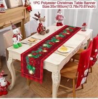 Kalėdinis stalo takelis Linksmų Kalėdų dekoracijos namams 2024 Cristmas stalo vėliavos uždangalas Navidad Noel dovana Naujųjų metų staltiesė 35*180cm balta