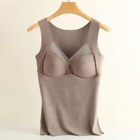 Women's Warm Velvet Vest with Chest Pad - Winter Tops Large Sizes XL [80-110 catties] beige