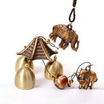 Crafts Room Decoration Vintage Metal Wind Chime Double Fish Elephant Pendant Home Decoration Wind Chime Pendant Metal Wind Chime elephant