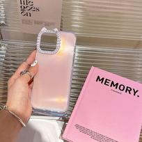 Jelly Solid Color Cat Ear Rhinestone Lens Compatible iPhone 16 Pro Max Phone Case Apple 17 New Model 14/15 13(without Packaging）