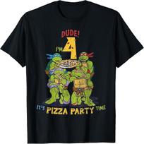 Teenage Mutant Ninja Turtles I'm 4 Dude Pizza Birthday Party T-Shirt S juoda