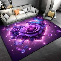 Violetinės rožės drugelio kilimas Žavinga gėlių fantazija romantiškiems kambariams Svajingi zoniniai kilimai Neslystantis kilimas gali būti skalbiamas mašinoje 50cm x 80cm purple