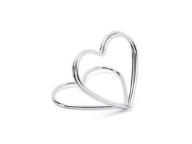 Vardo kortelės laikiklis Hearts, sidabrinis, 2.5 cm (1 pak/ 10 vnt)