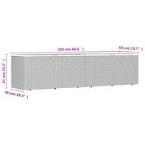 Garden Storage Box Gray 220 x 50 x 54 cm Poly Rattan & Acacia Wood