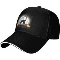 Black Cat Halloween Full Moon Baseball Cap Adjustable Polyester Sun Hat Unisex Casual Adjustable