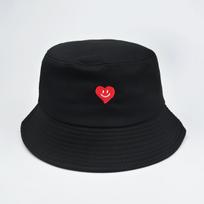 Candido Dopamine color series embroidered heart-shaped smiling face fisherman hat, fashionable and versatile sun hat One Size