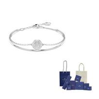 Swarovski Rhodium Plated, Faux Crystal Bangles Womens Silver F-Branded gift bag sidabras