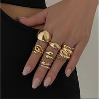 Irregular Liquid Metal Open Ring Set Alloy Electroplated Geometric Minimalist Stackable Finger Rings For Women Daily Fashion Adjustable Jewelry auksas