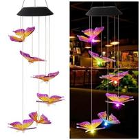 Cute Solar Wind Chime Hanging Colorful Gradient Hanging Solar Lights Auto on/Off Landscape Lamp Solar Butterfly Light Courtyard
