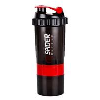 550ml 3 Layer Shaker Bottle Protein Mixing Shake Cup Sports Fitness Water Cup Scaled Plastic Water Bottles with Medicine Box Hot raudona
