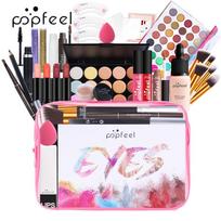 POPFEEL veido makiažo rinkinys 40 spalvų akių šešėlių lūpų blizgesio lūpų dažų maskavimo priemonė antakių pieštukas KIT005C
