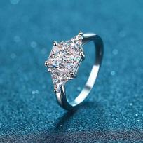 Emerald Cut 3ct Full Moissante vestuviniai žiedai moterims Laboratorijoje auginami deimantiniai pažadų juosta padengti platinos vedybiniai žiedai 10