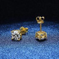 Aiternity Moissanito auskarai-vinukai praeina deimantų testerį vyrams moterims 925 sidabras platinuotas nuotakai vestuvėms brangakmenių auskarai 0.3ct 2pc With box blue