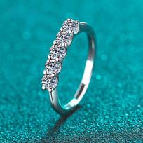 Solidus 925 prabos sidabro 3 mm moisanito deimanto sužadėtuvių žiedas moterims, pusiau amžinybės 0,5 ct moisanito vestuvinis žiedas, papuošalas 5.5