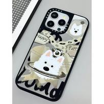 Cute Puppy Cat Mirror Phone Case for Iphone16promax-Soft Silicone Drop-Resistant Phone Case for iPhone 16/15/14/13/12/11/Xs/Xsmax/Xr/Pro Iphone x