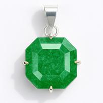 Žalias smaragdo pakabukas 43 ct sidabro kvadratinio pjūvio moterims brangakmenių papuošalų dovana 20.7 mm Approx. žalia