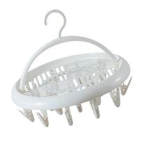 Round Drying Rack Clothes Hanger Plastic Round Laundry Hanger with Clips for Socks Underwear White balta