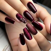 24 Pieces French Press on Nail Floral and Stripes Designs Full Cover Artificial Nail for Women Manicure Nail Accesories 1