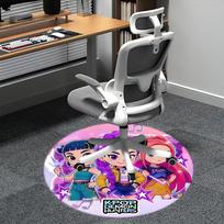 KPOP DEMON HUNTERS,Anime Characters Chair mat Round Rug Office carpet, Machine Washable, Non slip, Suitable for Living Rooms, Bedrooms 80cm