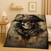 3D Karibų piratai Džekas Sperou Džonis Depas Kalėdinis flanelinis pledas, minkštas pliušinis užtiesalas namams, miegamajam, lovai, sofai 75x90cm