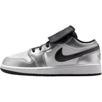 Air Jordan 1 Low SE GS White Metallic Silver Black Kids Sneakers IR2310-100 38