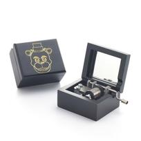 Professional Wholesale Black Hand Crank Wooden Music Box Custom Carved Movie Game Pop Melody Music Creative Marketing Gift (Black,Small) juoda