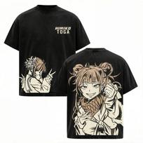 My Hero Academia Toga Himiko T-shirt Anime Vintage Washed Y2k T Shirt Men Clothing Summer Cotton Tee Tops S