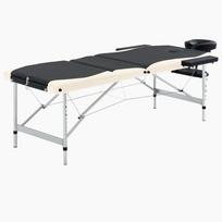 Folding Massage Table 3 Zone Aluminum Frame Black & Beige