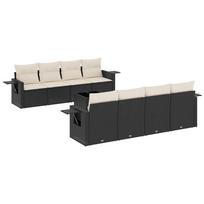 9 piece Garden Sofa Set with Cushions Black Poly Rattan