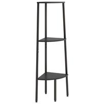 Corner Shelf with 3 Shelves Black 45.5 x 31.5 x 120 cm