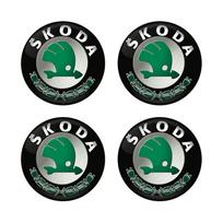 BAUX7 56MM Wheel Hub Cap Sticker Car Caps Rim Stickers Badge Cover For Skoda Octavia KAMIQ KODIAQ SUPERB RAPIDFABIA YETI žalia