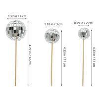 24Pcs Disco Mirror Ball Cake Toppers Foam Bamboo Cupcake Picks for Birthday Wedding Baby Shower Holiday Party Decorations Disco sidabras