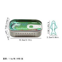 Sardine Paper Clips Cute Cartoon Metal Bookmarks Colorful Shaped Office Stationery with Iron Box