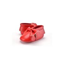 Soft Baby Sole Leather Crib Shoes Infant Boy Girls Toddler Tassel 018m Moccasin 13 raudona