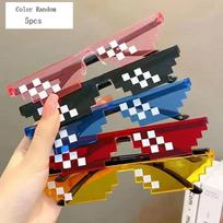 5 vnt. NAUJI mozaikiniai akiniai nuo saulės Trick Toy Thug Life Glasses Deal With It Akiniai Pixel Black Mosaic Akiniai nuo saulės Šaunūs anekdotai Juokingi žaislai