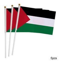 Ranka mojuojanti maža Palestinos vėliavėlė 5/10/20 vnt. Nešiojama Palestinos vėliava Poliesteris Atsparus blukimui Plastikinis vėliavos stiebas Renginiams (as the picture,14 x 21cm)