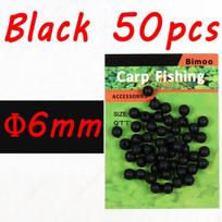 Bimoo 50vnt./pak. 6mm 8mm Minkštos gumos karoliukai Karpių žūklės karoliukai Chod ir malūnsparnio platformos pupelės žūklės karoliukų reikmenys. 6mm juoda