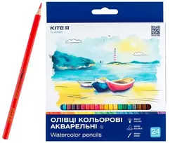 Spalvoti šešiabriauniai akvareliniai pieštukai CLASSIC, Kite, 24 sp. + teptukas