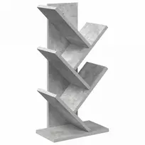 Medinis 4-juos aukštų knygų stovas 30 x 18 x 60 cm Betono pilka