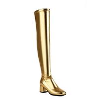 Krazing Pot PU Autumn Winter Shoes thick High Heels Super Size Stovepipe Boots round Toe Keep Warm zipper Over-the-knee Boots 34 auksas