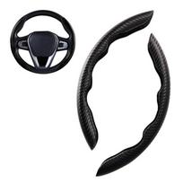 Automobilio Vairo Gaubtas 38cm 15colių Anglies Juodas Pluošto Silikoninis Vairo Stiprintuvo Gaubtas Neslystantys Automobilio Aksesuarai 37-38cm juoda
