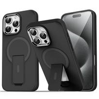 Folding Holder Magnetic Phone Case For IPhone 17 16 15 14 13 12 11 Pro Max Air Plus Magsafe Charging Hard Back Cover iPhone 12 juoda