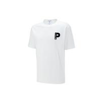 Puma Raidžių Spausdinimo Megztinis Sportinis Apvalia Kaklo Trumpomis Rankovėmis Marškinėliai Unisex Marškinėliai Baltas 539662-02 L white