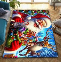 Christmas Theme Santa Claus Full Moon Night Mat Living Room Coffee Table Bedroom Door Mat Game Room Garden and Courtyard Carpet 40x60cm