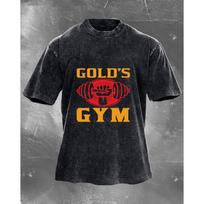 High Quality Summer T-shirts Casual Loose Gold Gym Printed Tees Fashion Holiday Short Sleeve Round Neck Cotton Clothings S