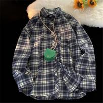 Vyriški vintažiniai languoti flaneliniai marškiniai Oversized ilgomis rankovėmis su sagomis Lengvas kasdienis viršutinis drabužis kasdieniam dėvėjimui L juoda
