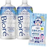 Biore u The Body Foaming Body Soap, Purely Soap Scent, Refill Pack (780ml x 2) + 10 Refreshing Body Wipes. A clean and refreshing purely soap scent.